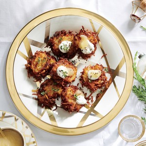 Golden potato latkes