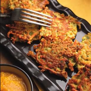 Golden turmeric latkes with applesauce