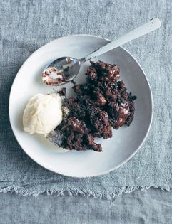 Gooey chocolate and hazelnut pudding