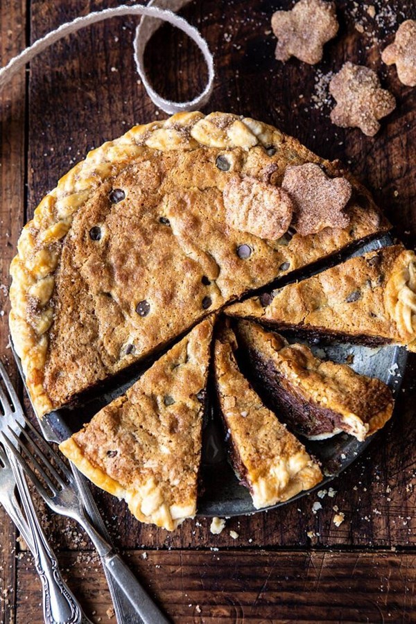 Gooey chocolate chip cookie pumpkin pie