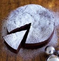 Gooey chocolate, prune and Armagnac cake