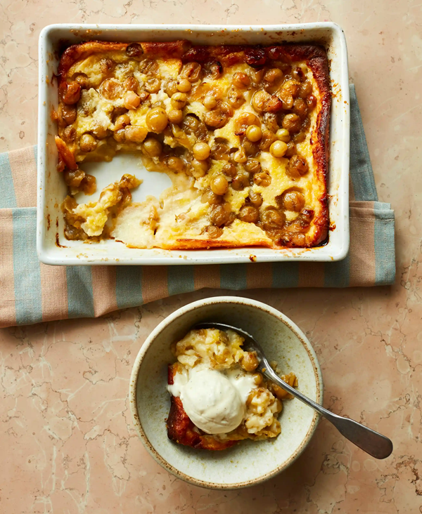 Gooseberry and elderflower clafoutis