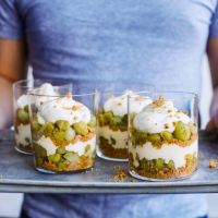 Gooseberry and elderflower trifles 
