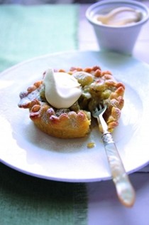 Gooseberry and frangipane tart