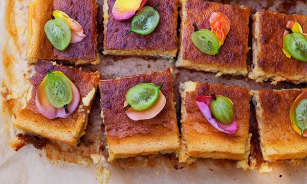 Gooseberry cheesecake bars