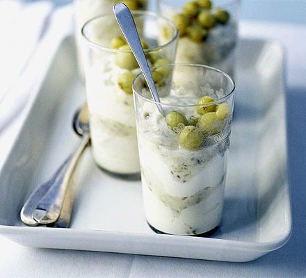 Gooseberry, elderflower and vanilla fools