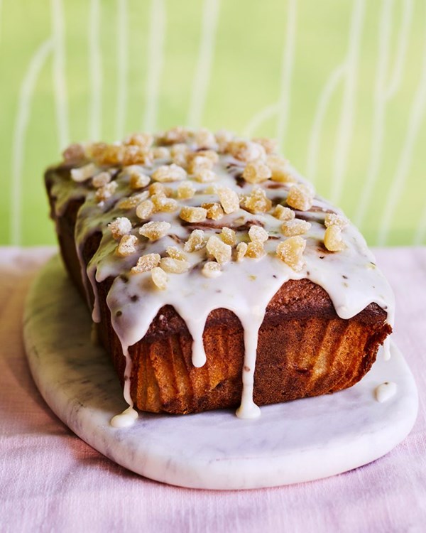 Gooseberry, ginger and almond loaf cake