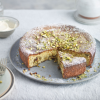 Gooseberry, pistachio and yogurt cake