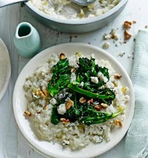 Gorgonzola and purple sprouting broccoli risotto