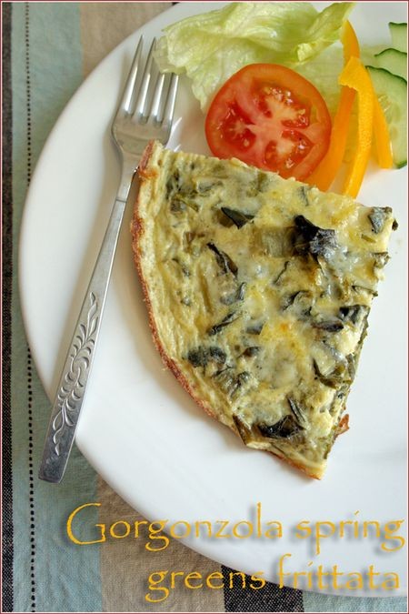 Gorgonzola spring greens frittata