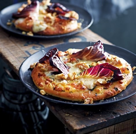 Gorgonzola with walnuts, truffle honey, and radicchio