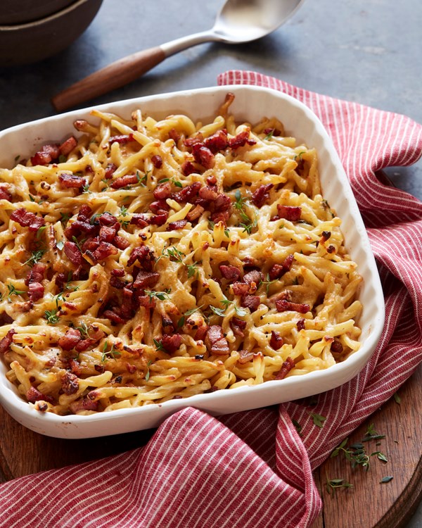 Gouda + crispy pancetta mac and cheese