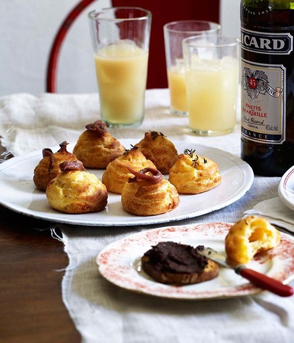 Gougeres with anchovies and thyme