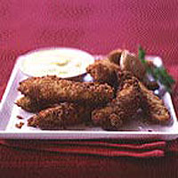 Goujons of pheasant with roasted garlic mayonnaise
