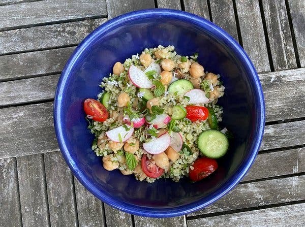 Grain salad, full of lemony flavor