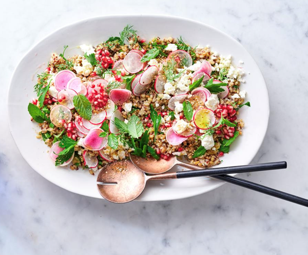 Grain salad with dukkah and pickled pomegranate