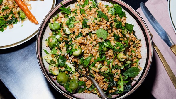 Grain salad with olives and whole-lemon vinaigrette