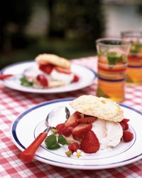 Gramma's buttermilk biscuits with berries and ice cream