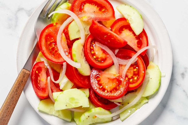 Grandma Winnie's tomato, cucumber, and onion salad