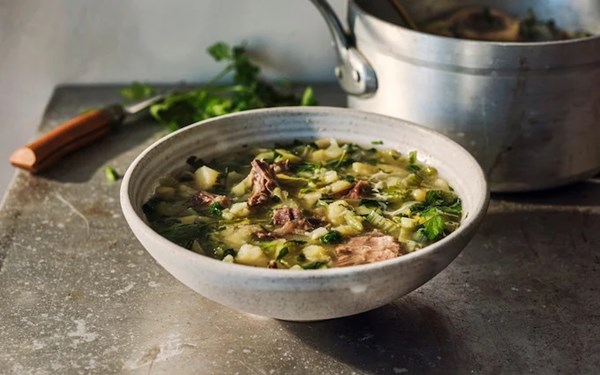 Granny Millar's beef and greens soup