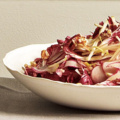 Granny Smith, radish, and radicchio salad with orange-walnut vinaigrette