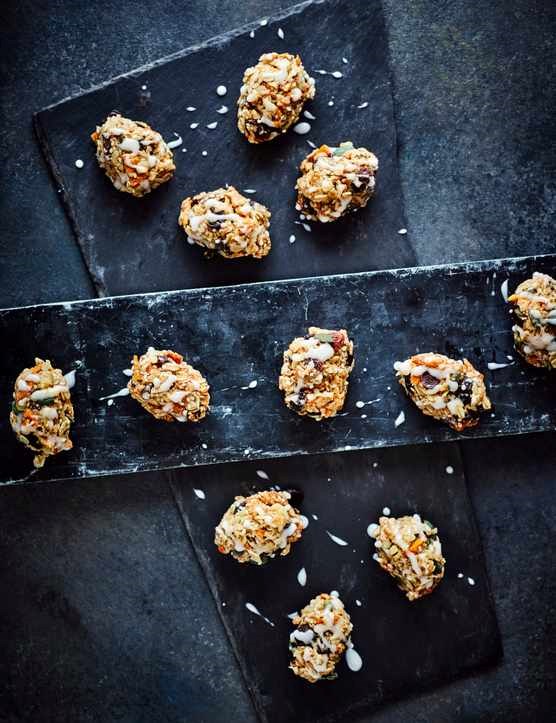 Granola clusters with yogurt drizzle