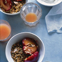 Granola with honey-roasted plums and yogurt