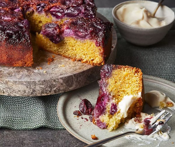 Grape & ginger upside-down cake