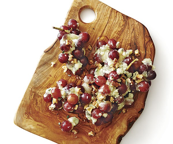 Grape clusters with Brie, gorgonzola, and honey
