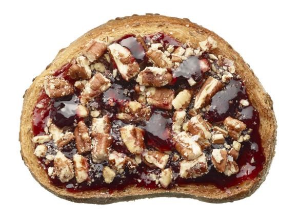 Grape jelly-pecan toast 