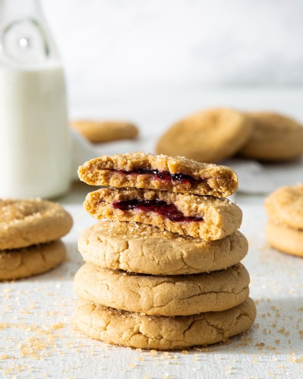 Grape jelly-stuffed peanut butter cookies