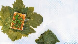 Grape leaf-baked feta