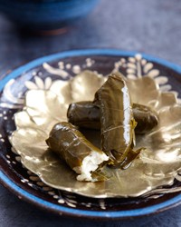 Grape leaves stuffed with pine nuts and spiced rice