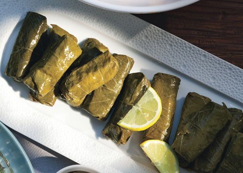 Grape leaves with bulgur and mint