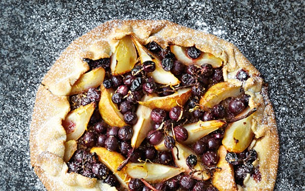 Grape, pear and saba free-form tart