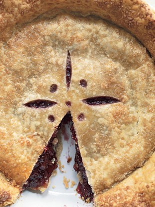 Grape pie with lemon verbena ice cream