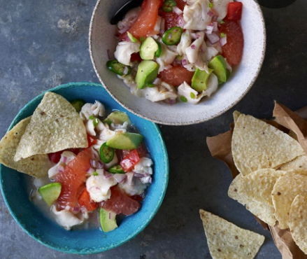Grapefruit & red snapper ceviche