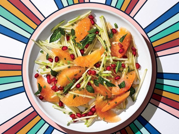 Grapefruit, apple, and pomegranate salad