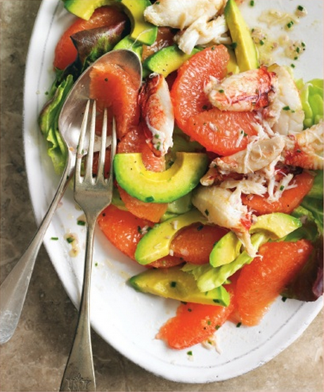 Grapefruit, avocado and crab salad