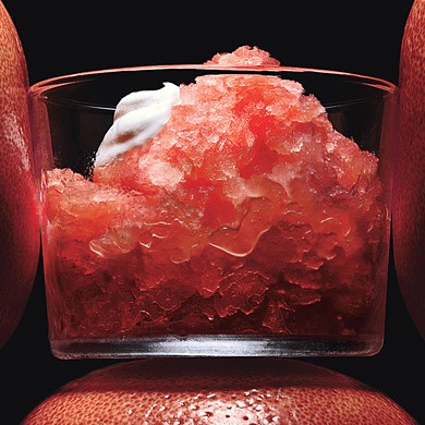 Grapefruit-Campari granita with vanilla whipped cream