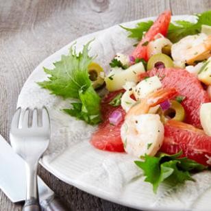 Grapefruit, hearts of palm & shrimp salad