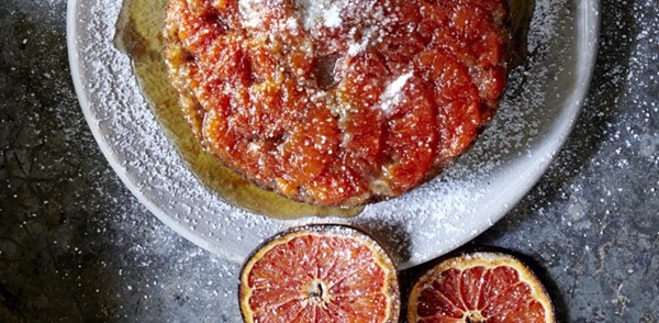 Grapefruit, mezcal, and burnt honey cake