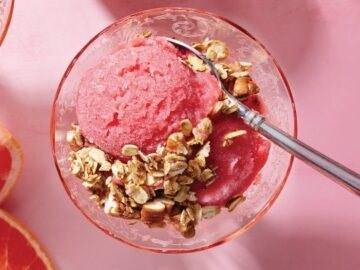 Grapefruit nice cream with skillet granola
