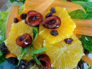 Grapefruit, watercress, and carrot salad