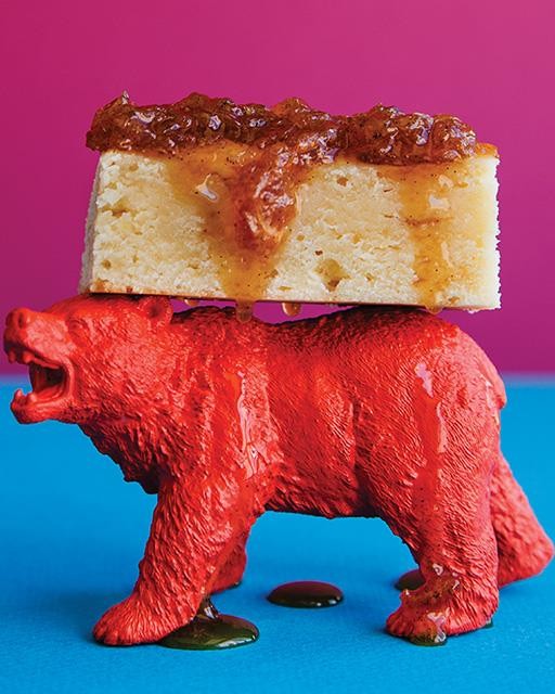 Grapefruit white chocolate brownies with grapefruit quick jam