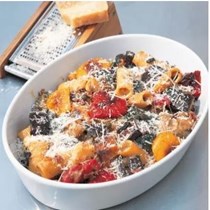 Gratin of rigatoni with roasted vegetables