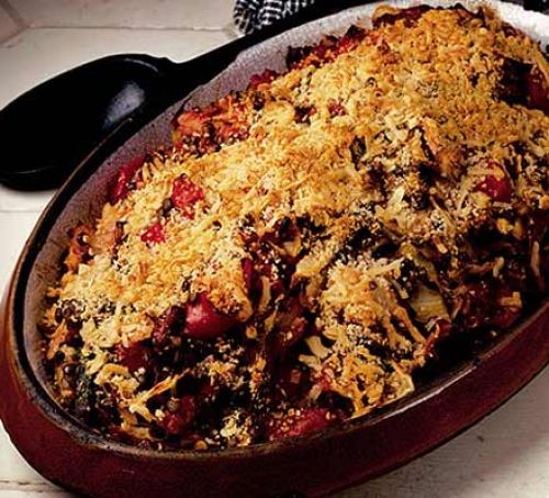 Gratin of white cabbage & lentils in a Provençal sauce