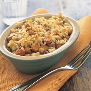 Gratin of winter root vegetables with thyme and nutmeg