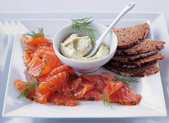 Gravadlax with sweet mustard and dill mayonnaise