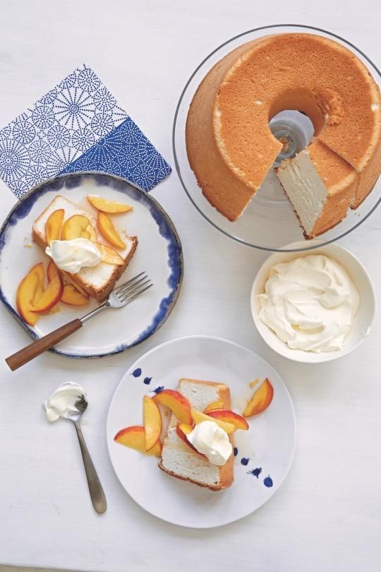 Great-grandmother Pearl's angel food cake with peaches and cream